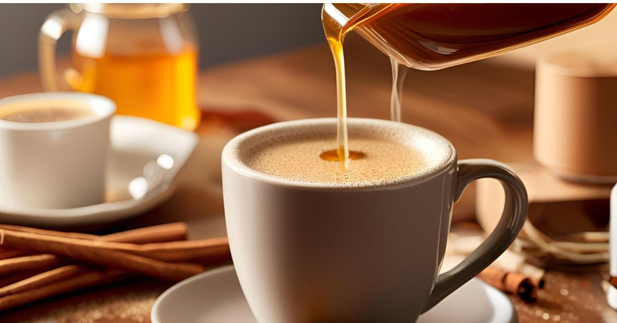 Good Morning Coffee: Kickstart Your Day the Right Way 5 Coffee cup with cinnamon sticks, vanilla pods, and a drizzle of honey.