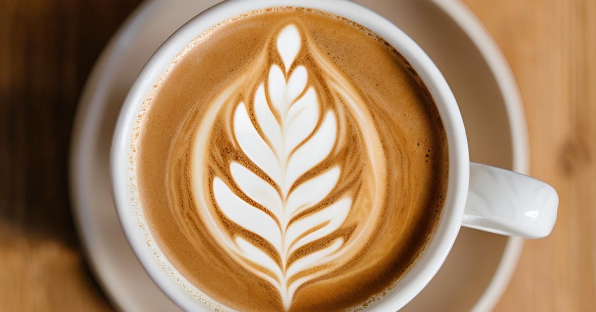 What Makes Sprocket Coffee the Best Coffee Experience for Enthusiasts? 3 Sprocket Coffee's signature latte with intricate latte art in a ceramic cup.