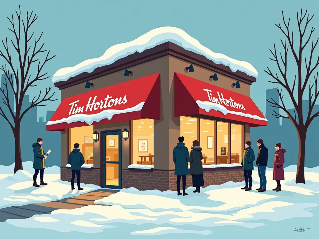 Canadian Coffee Culture: My Journey Through Canada and Its Love for Coffee 1 Tim Hortons coffee shop in a snowy Canadian town