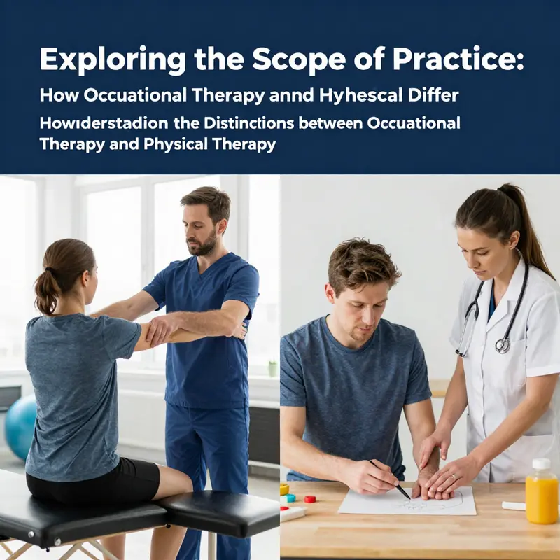 A clear infographic that illustrates the differing goals of occupational therapy and physical therapy.