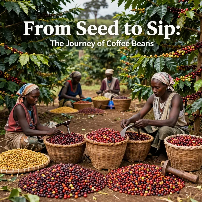 Vibrant coffee plantations in Brazil, illustrating the extensive cultivation practices in Latin America.