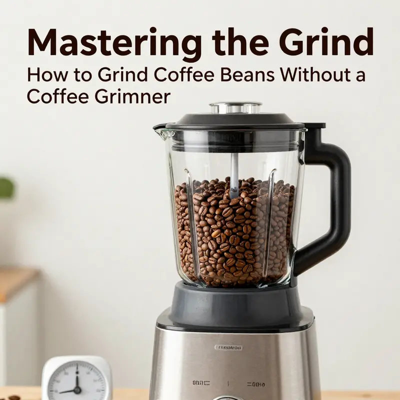 Grinding coffee beans using a rolling pin and plastic bag method.