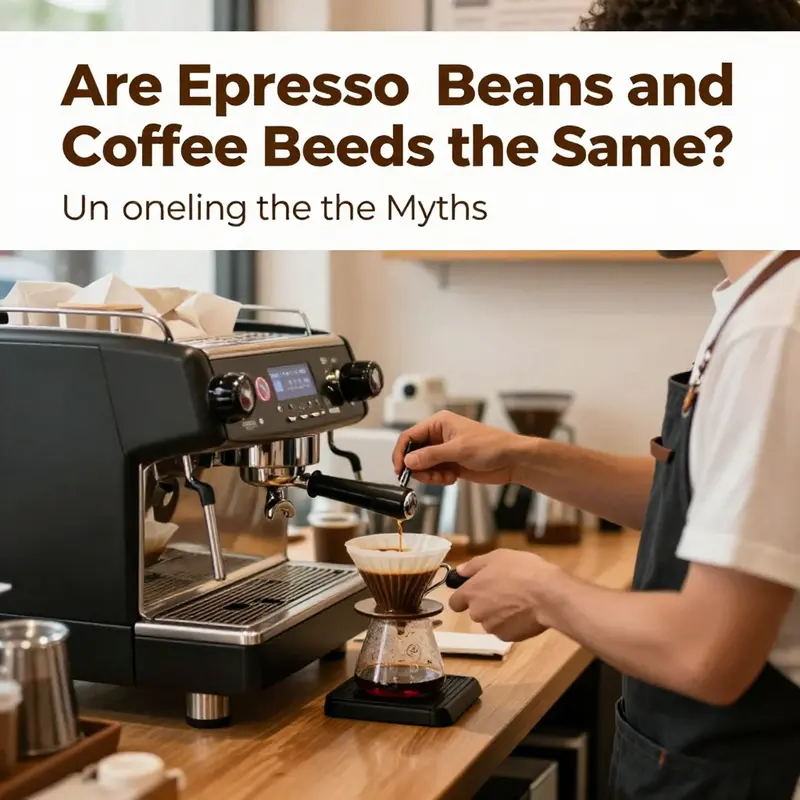 A comparative view of espresso and coffee beans highlighting their physical attributes.
