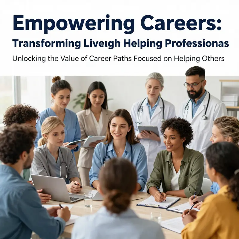 Various helping professionals collaborating in a supportive environment, symbolizing the essence of their impactful careers.