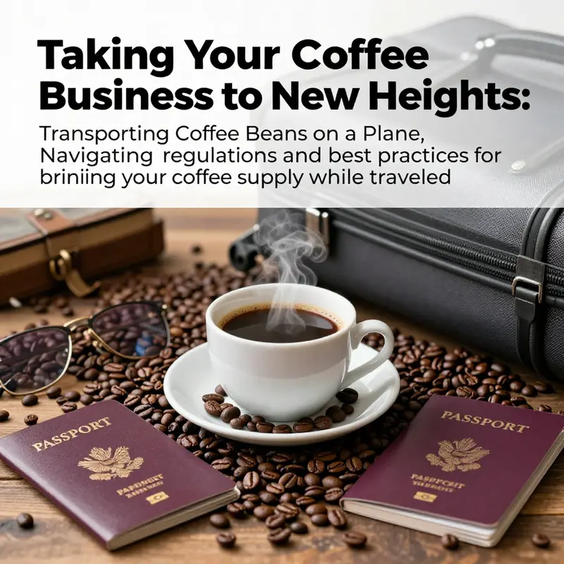 A travel scene with coffee beans and essentials illustrating the connection between coffee and travel