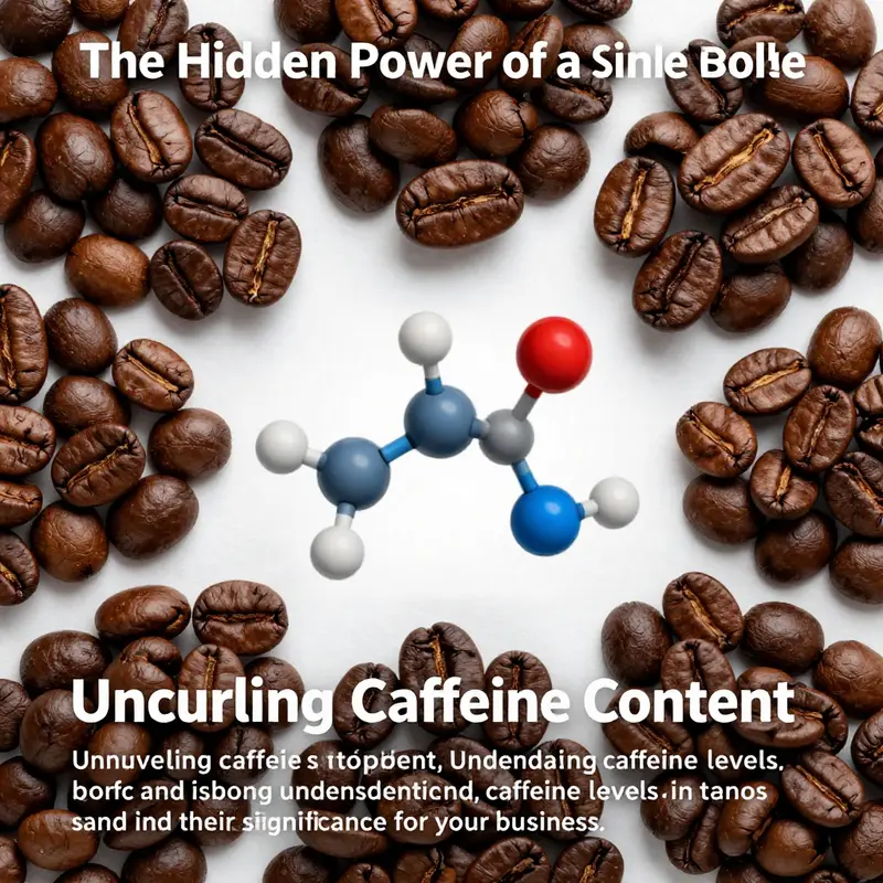 Artistic representation of coffee beans with a caffeine molecule overlay.