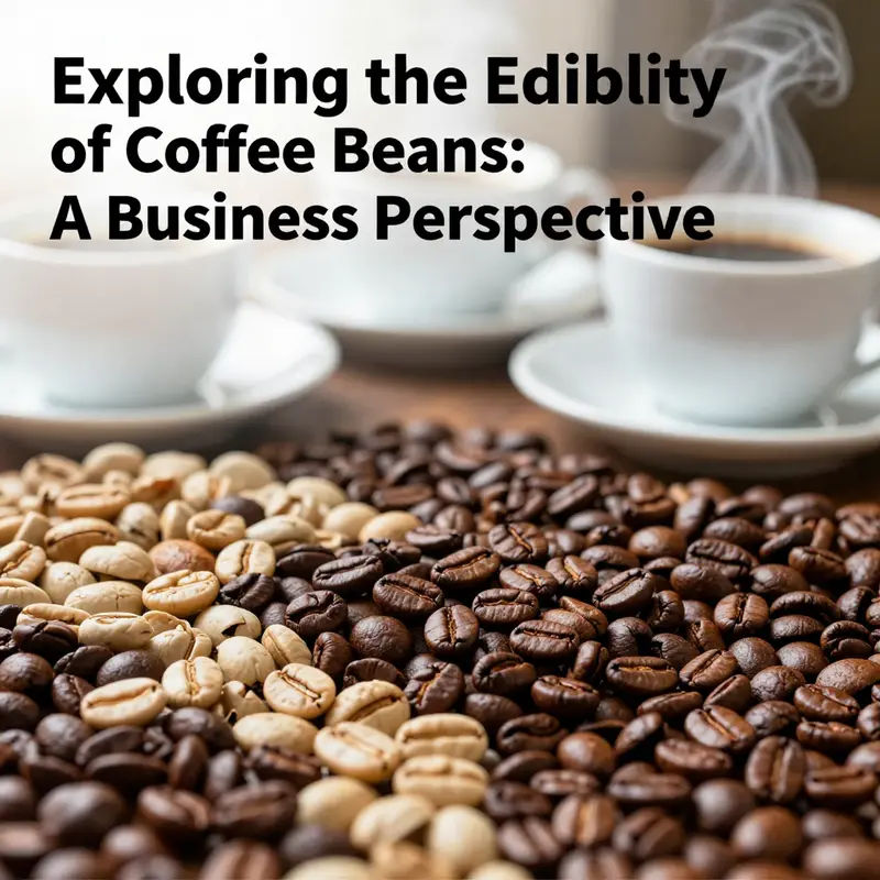 A colorful display of different coffee beans with steaming cups of coffee in a warm café setting.