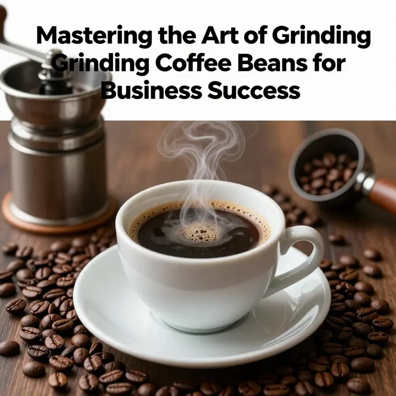 A beautifully brewed cup of coffee alongside coffee beans and grinding tools, illustrating the coffee-making journey.