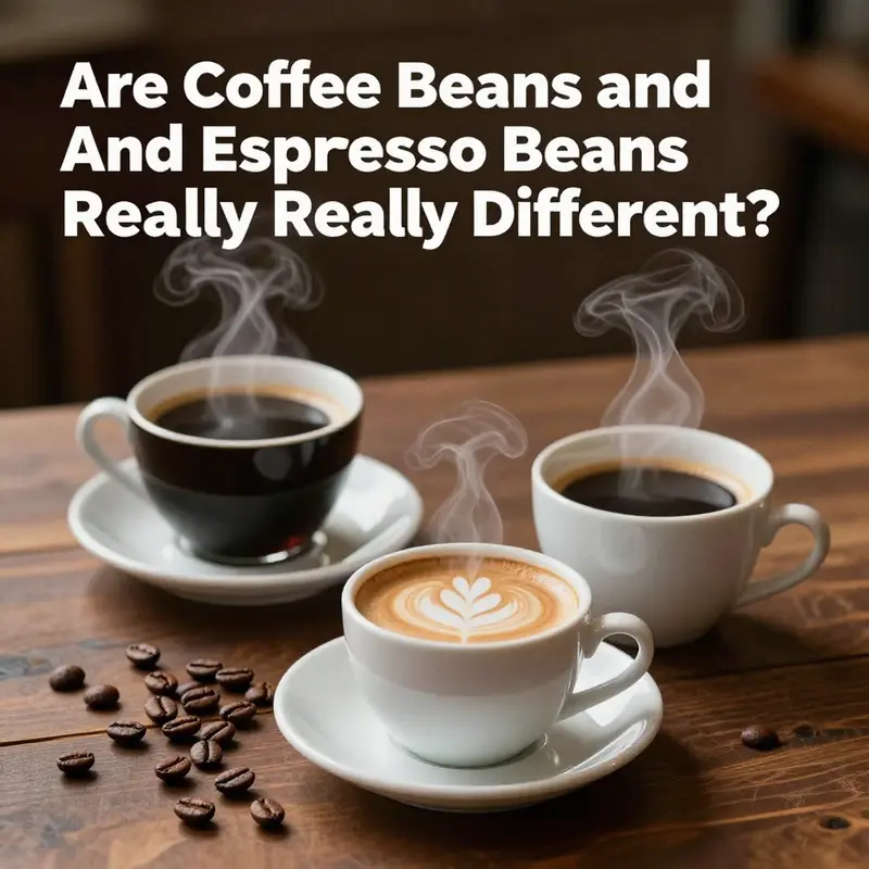 A cozy arrangement of steaming cups of coffee and espresso set on a rustic wooden table, highlighting the essence of coffee enjoyment.