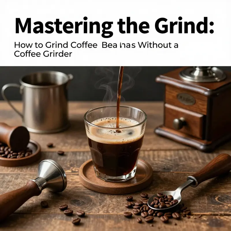 Staged coffee setup with grinding tools and freshly brewed coffee showcasing coffee culture.