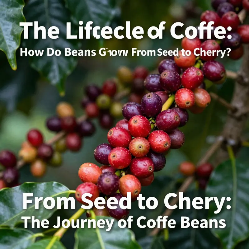 Coffee cherries during their ripening stage on a coffee tree.