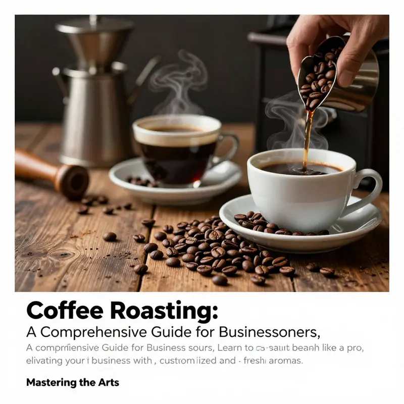 A picturesque setting showcasing roasted coffee beans and freshly brewed coffee, reflecting the art of coffee preparation.