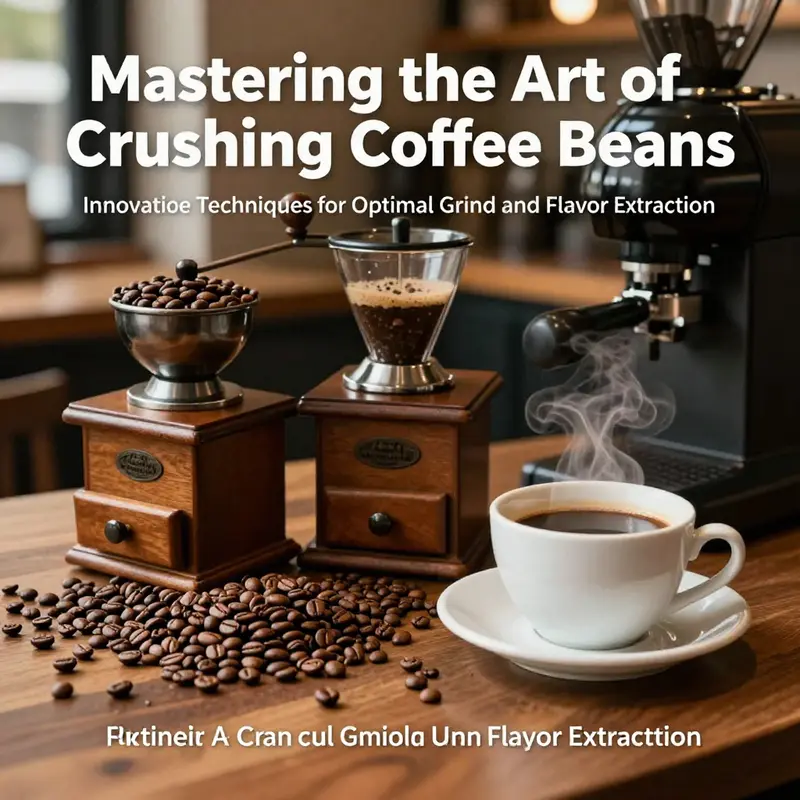 A coffee bar setup with beans, grinders, brewers, and a freshly brewed cup.