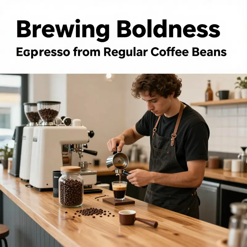 A lively coffee shop with a barista preparing espresso in a welcoming setting.