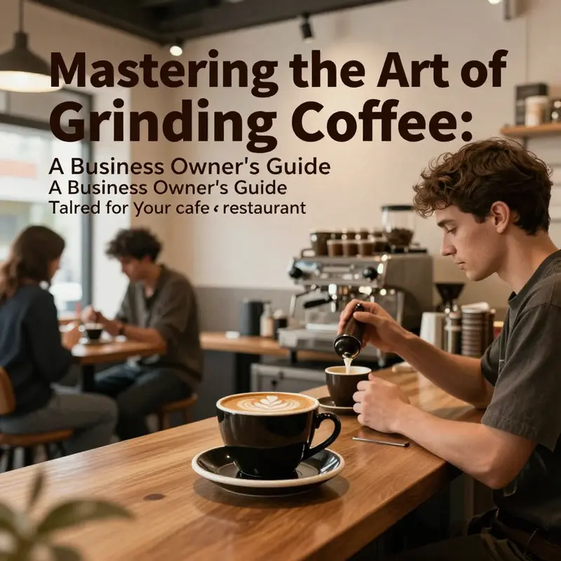 A bustling coffee shop scene, showcasing customers enjoying drinks made from freshly ground coffee.
