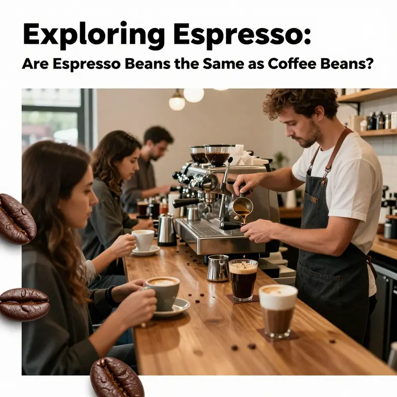 A busy coffee shop with a barista serving espresso and customers delighted with their drinks, showcasing coffee culture.