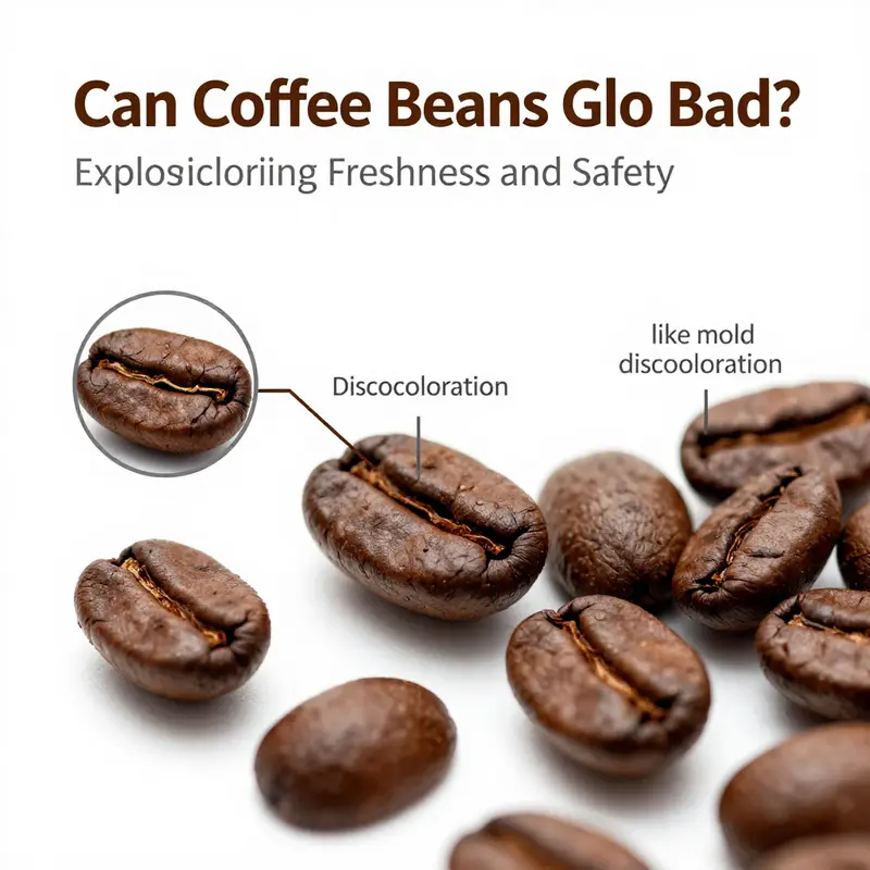 Visual representation of coffee beans in different freshness conditions.