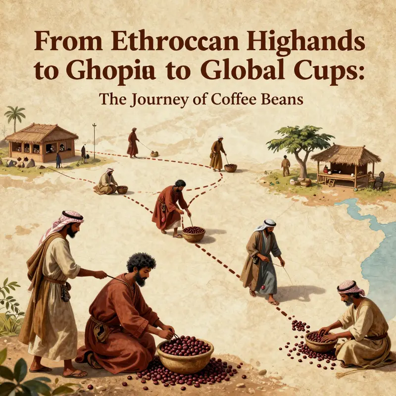 Ethiopia, the birthplace of coffee, with abundant coffee plants thriving in its highlands.