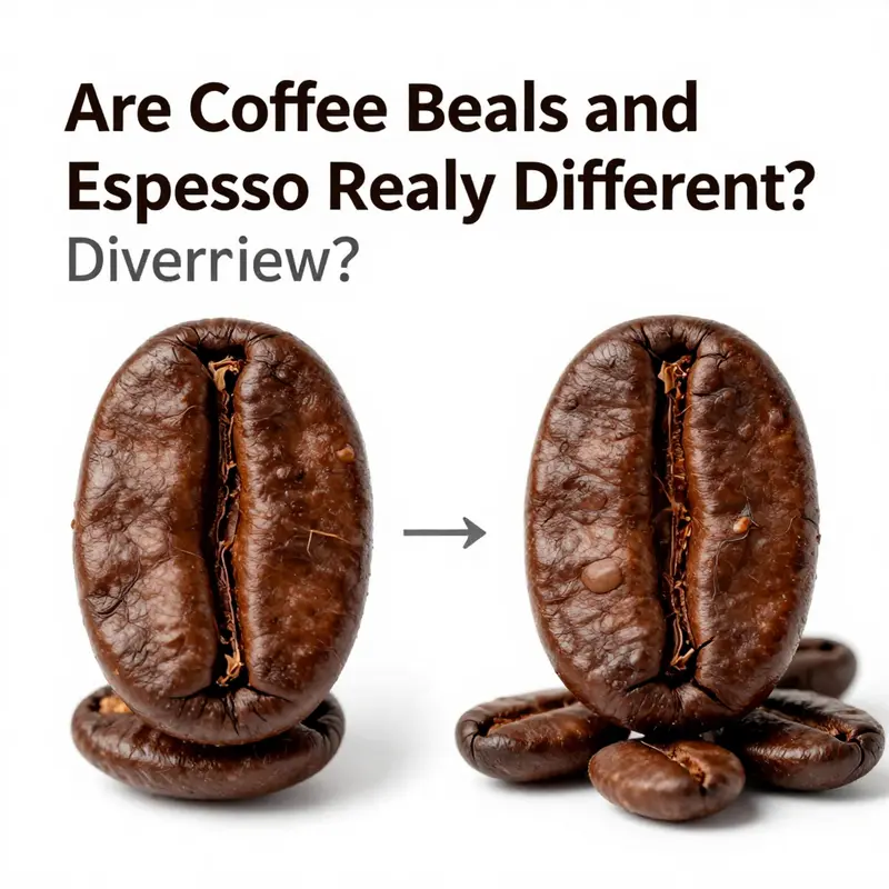 A detailed comparison of coffee beans and espresso beans illustrating their similarities and differences.