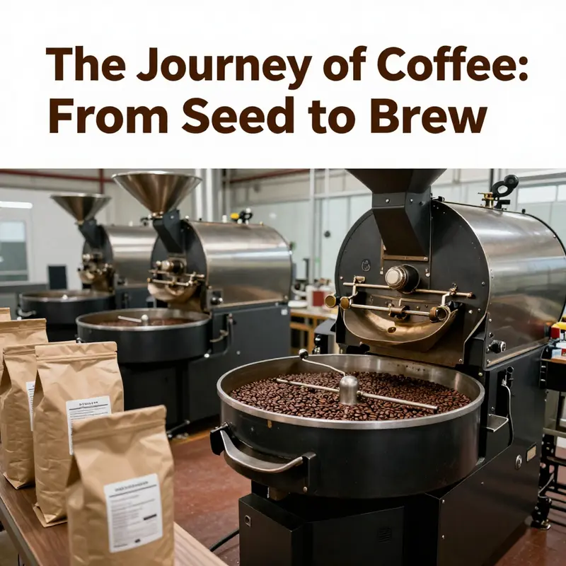 Coffee cherries growing on the plant, ready for harvest.