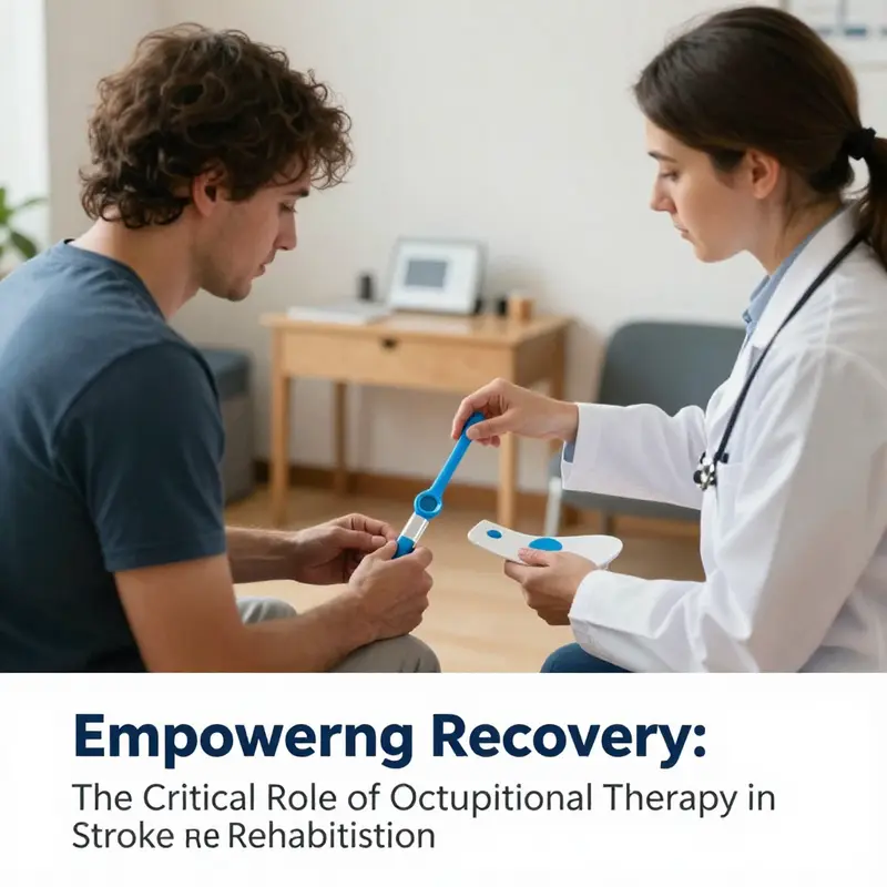 An occupational therapist assisting a stroke survivor with hand exercises to enhance motor control.