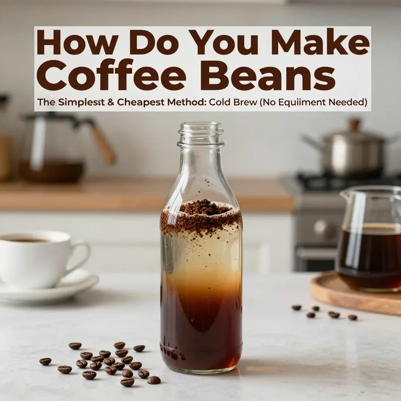 A simple cold brew coffee setup with ingredients ready to create a refreshing beverage.