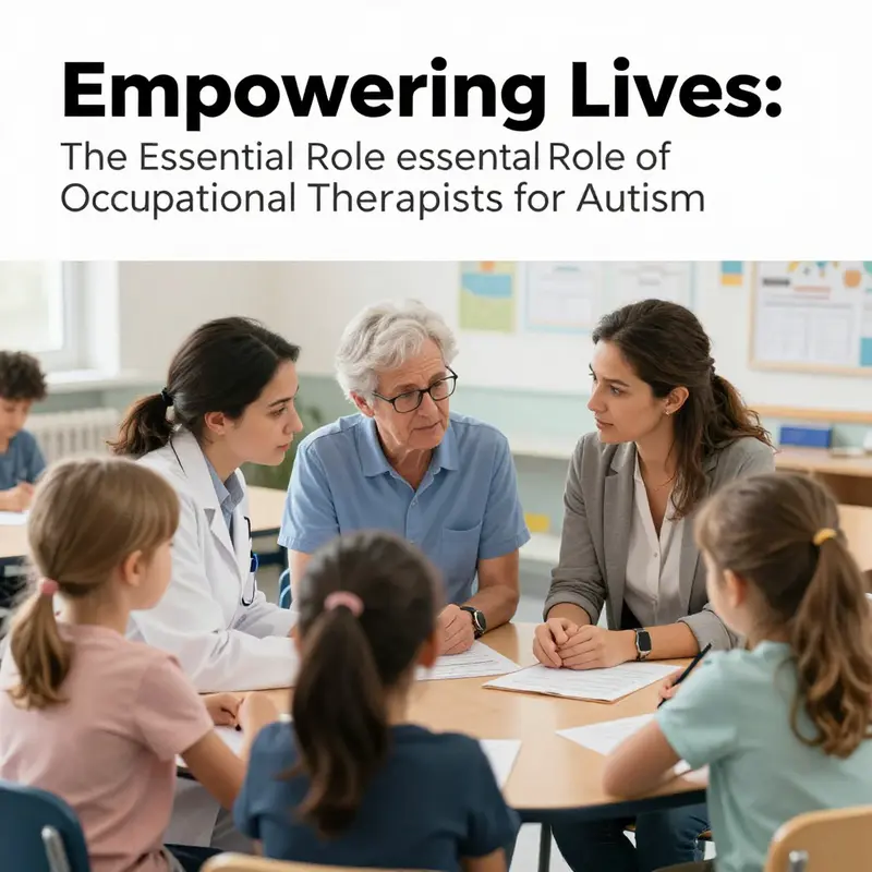 An occupational therapist supports an autistic child in developing essential daily living skills.