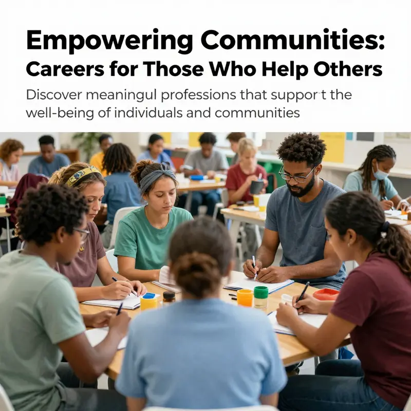 A diverse group of individuals engaging in various supportive activities within a community.