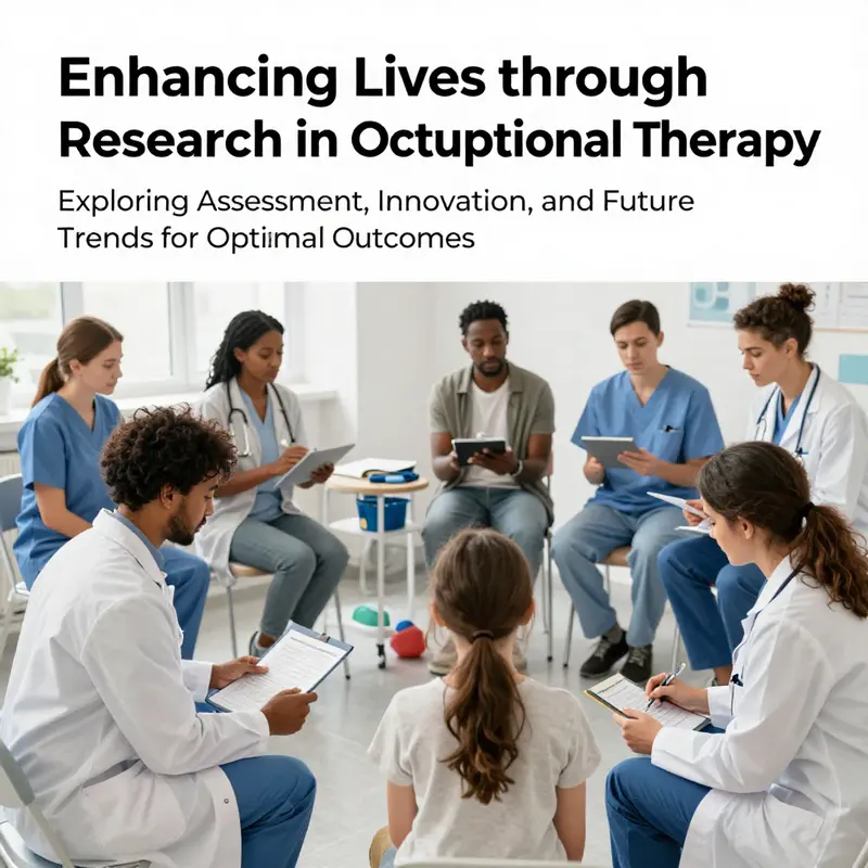 A group of occupational therapists working with diverse patients in a collaborative healthcare setting.