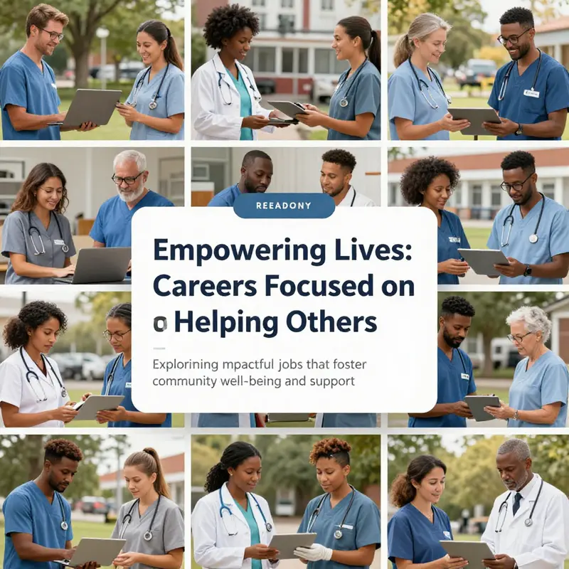 A collage of different helping professions contributing to community well-being.