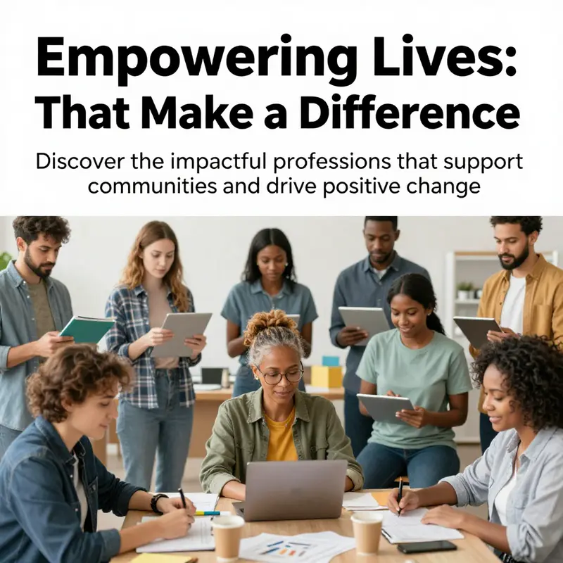 A diverse assembly of helping professionals, symbolizing the variety and importance of careers that aid people.