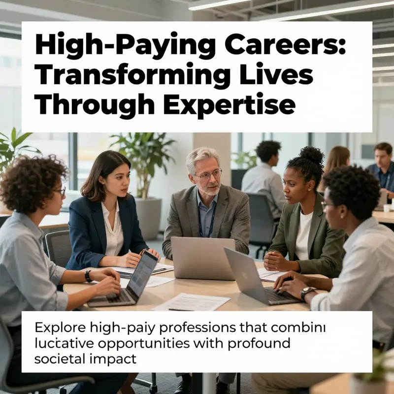 A modern office showcasing professionals engaged in discussions of high-paying, impactful careers.