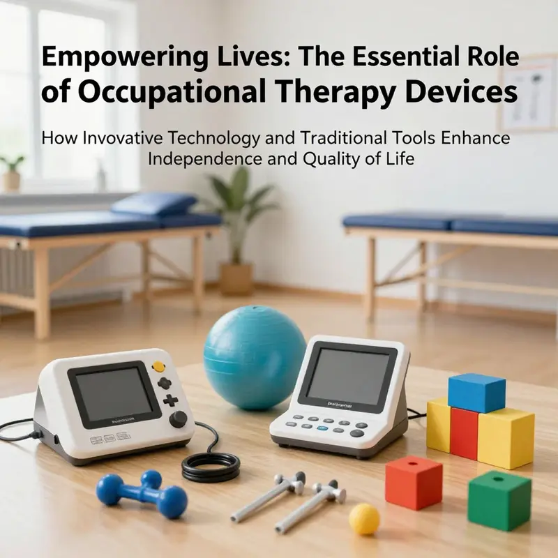 Variety of occupational therapy devices reflecting innovation and traditional therapy tools.