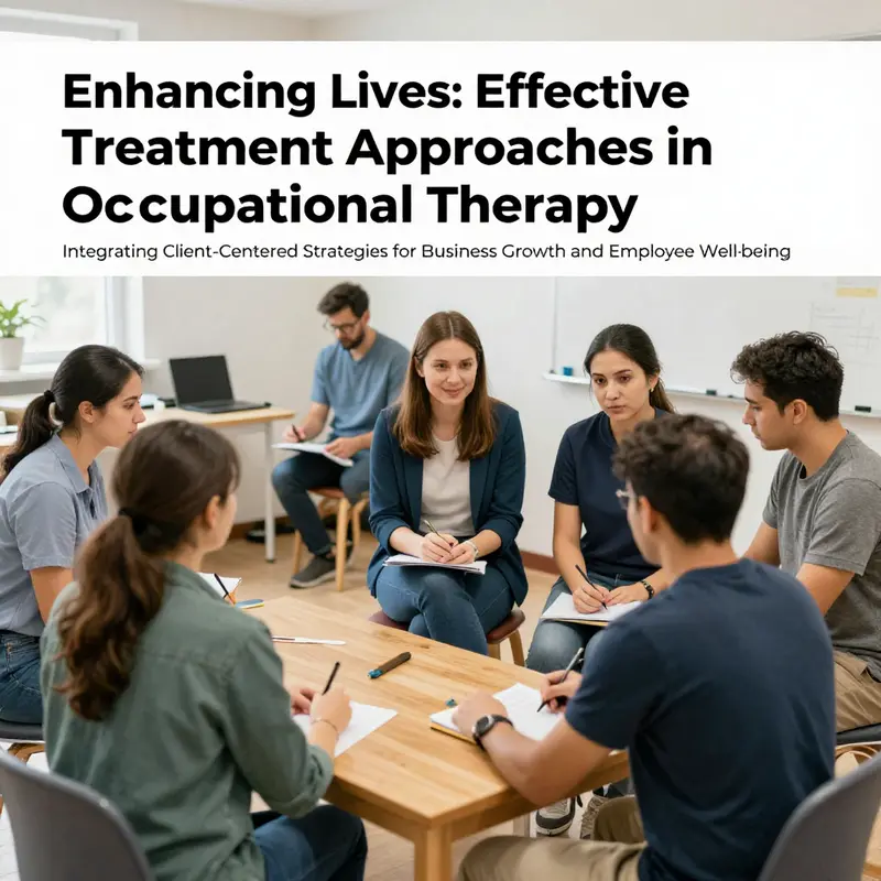 A dynamic workplace scene representing the benefits of occupational therapy on employee health and productivity.