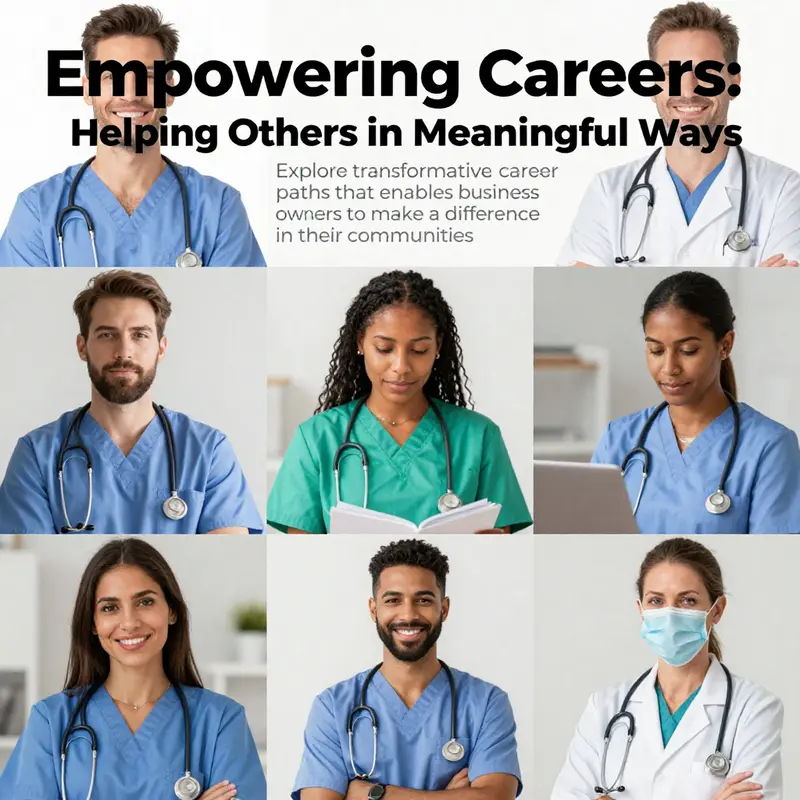 A colorful collage of healthcare, community services, and mental health support professionals working together to improve lives.