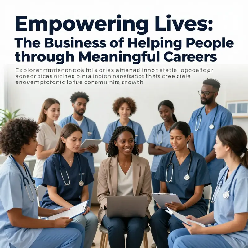 A diverse team of professionals from different helping roles working together to support individuals in need.