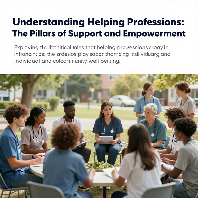 A diverse group of helping professionals working together to support and empower individuals.