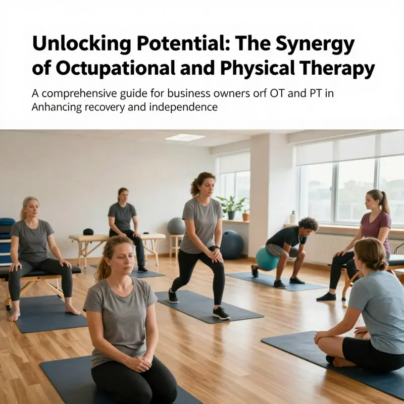 A collage illustrating various aspects of occupational and physical therapy in patient rehabilitation.