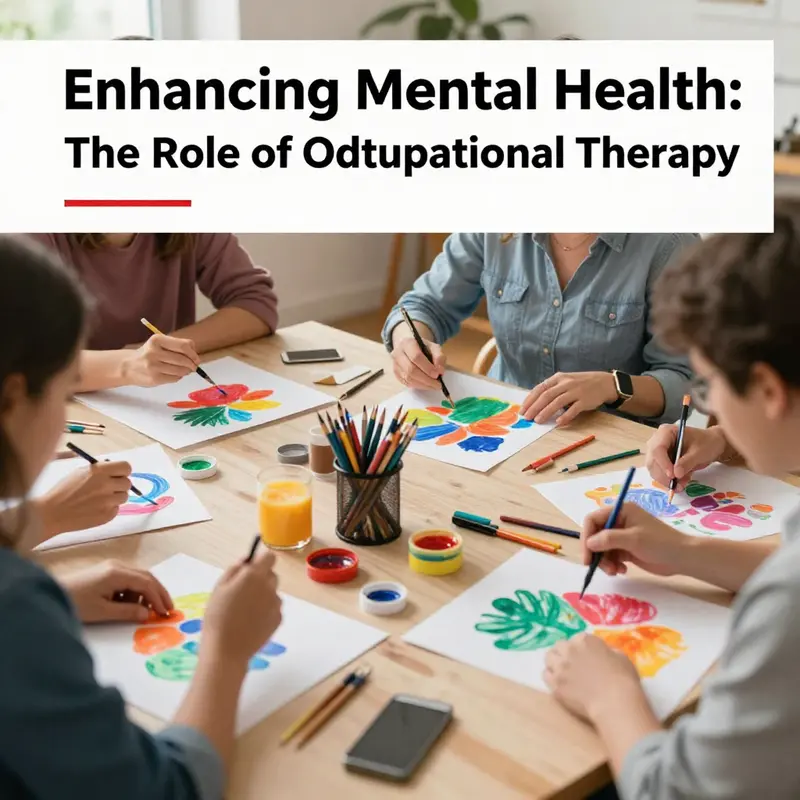 Individuals engaging in meaningful activities that promote mental health through occupational therapy.