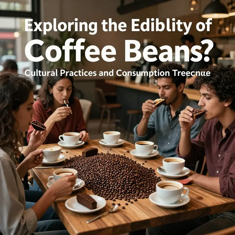 A comparison of raw and roasted coffee beans, illustrating their edibility and safety aspects.