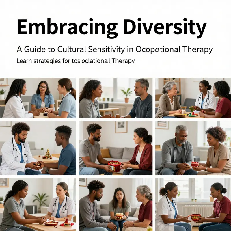 A collage showing cultural sensitivity in OT, highlighting diversity among therapists and clients.