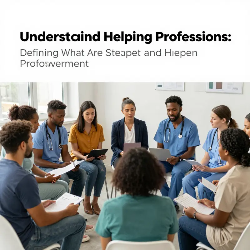 A representation of diverse helping professionals engaging with their community.