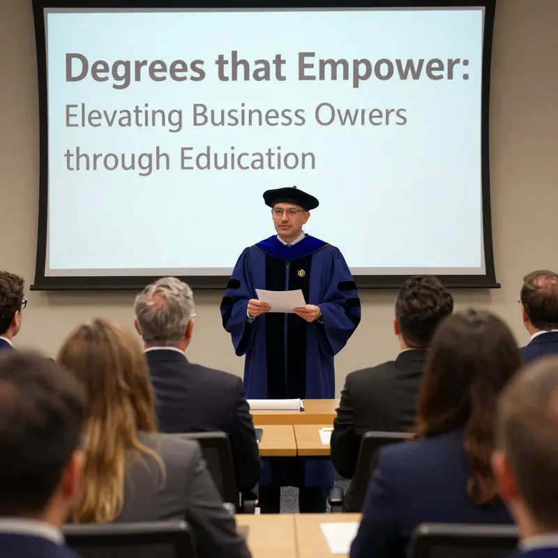 Business professionals discussing strategies, showcasing the value of advanced education in leadership.