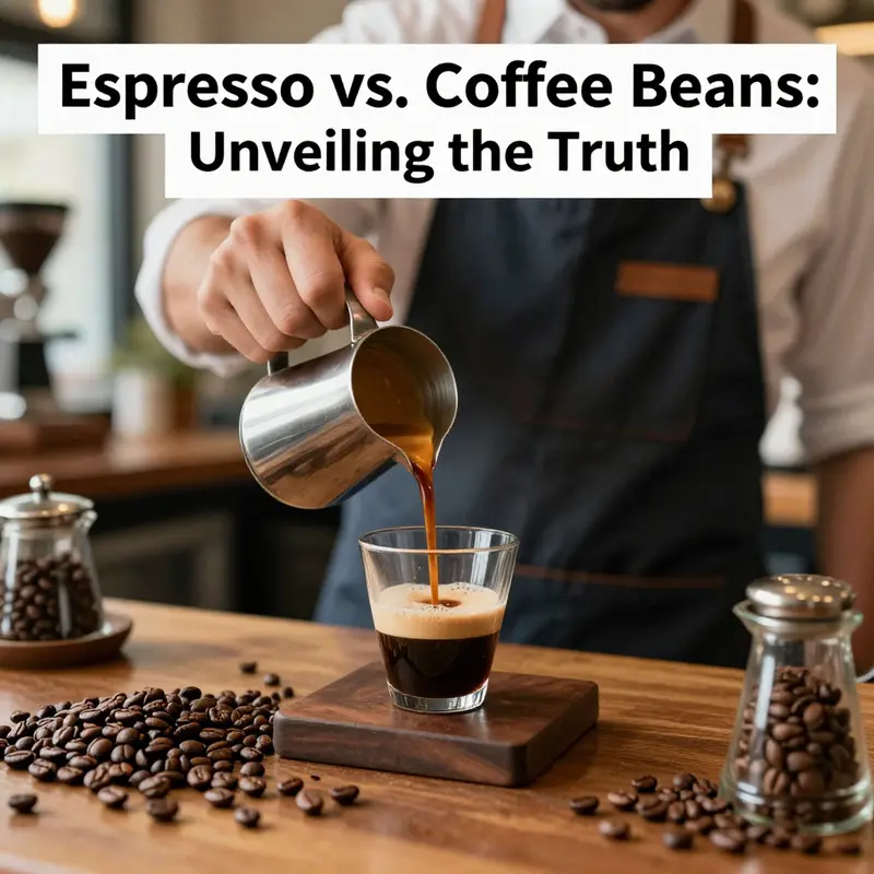 An inviting café scene with a barista brewing espresso, surrounded by coffee beans, representing the core focus of the article.