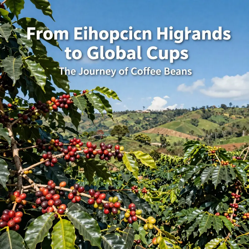 Ethiopia, the birthplace of coffee, with abundant coffee plants thriving in its highlands.
