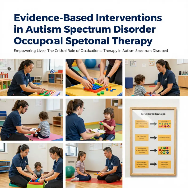 A therapist guiding a child through a sensory activity, emphasizing the hands-on approach of occupational therapy in managing ASD.