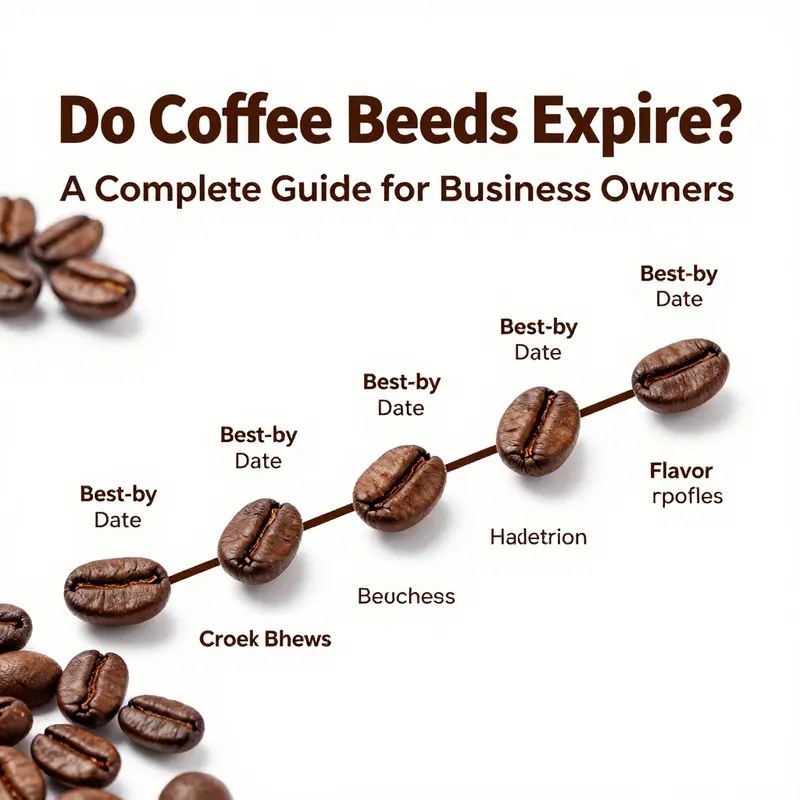 Visual timeline showcasing the ‘best-by’ dates of coffee beans and flavor degradation stages.