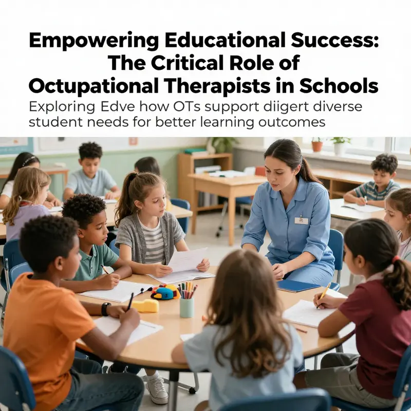A diverse classroom where an occupational therapist engages students of various abilities in learning activities.