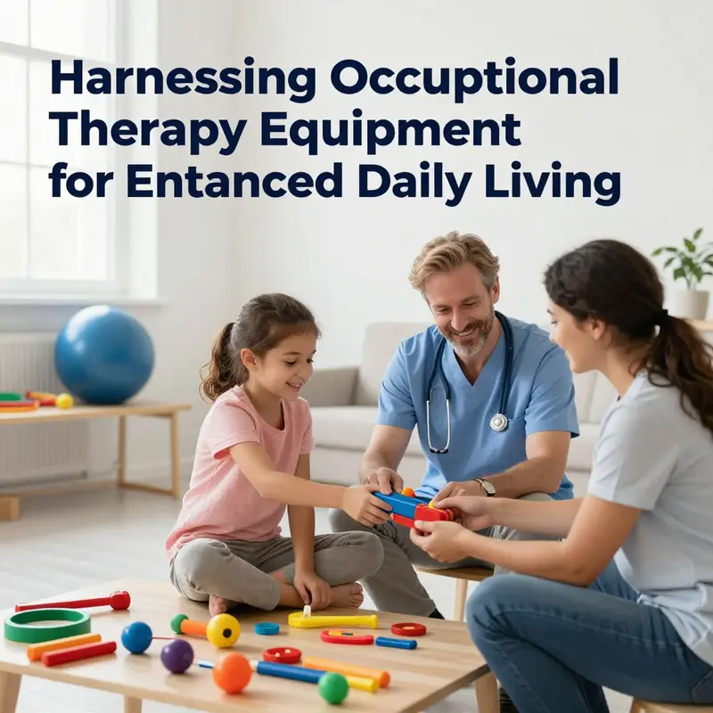 A therapist and client enjoying a therapeutic activity together, surrounded by occupational therapy tools.