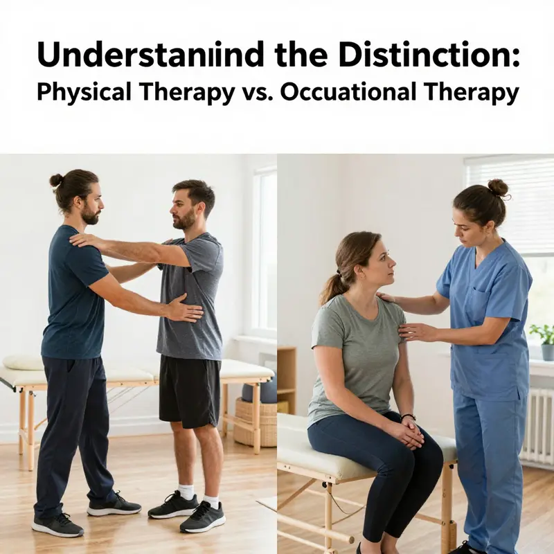 Infographic highlighting the different goals of physical therapy and occupational therapy.